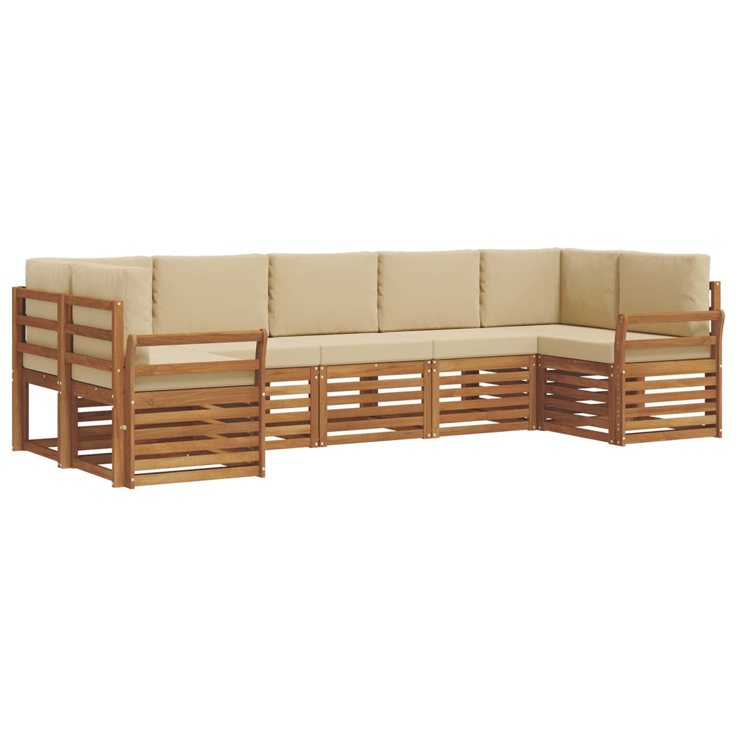 Set divano sezionale con cuscino 7 pcs Naturale e Beige | homemem39