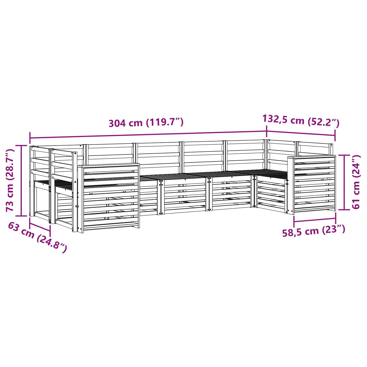 Set divano sezionale 7 pcs Naturale | homemem39