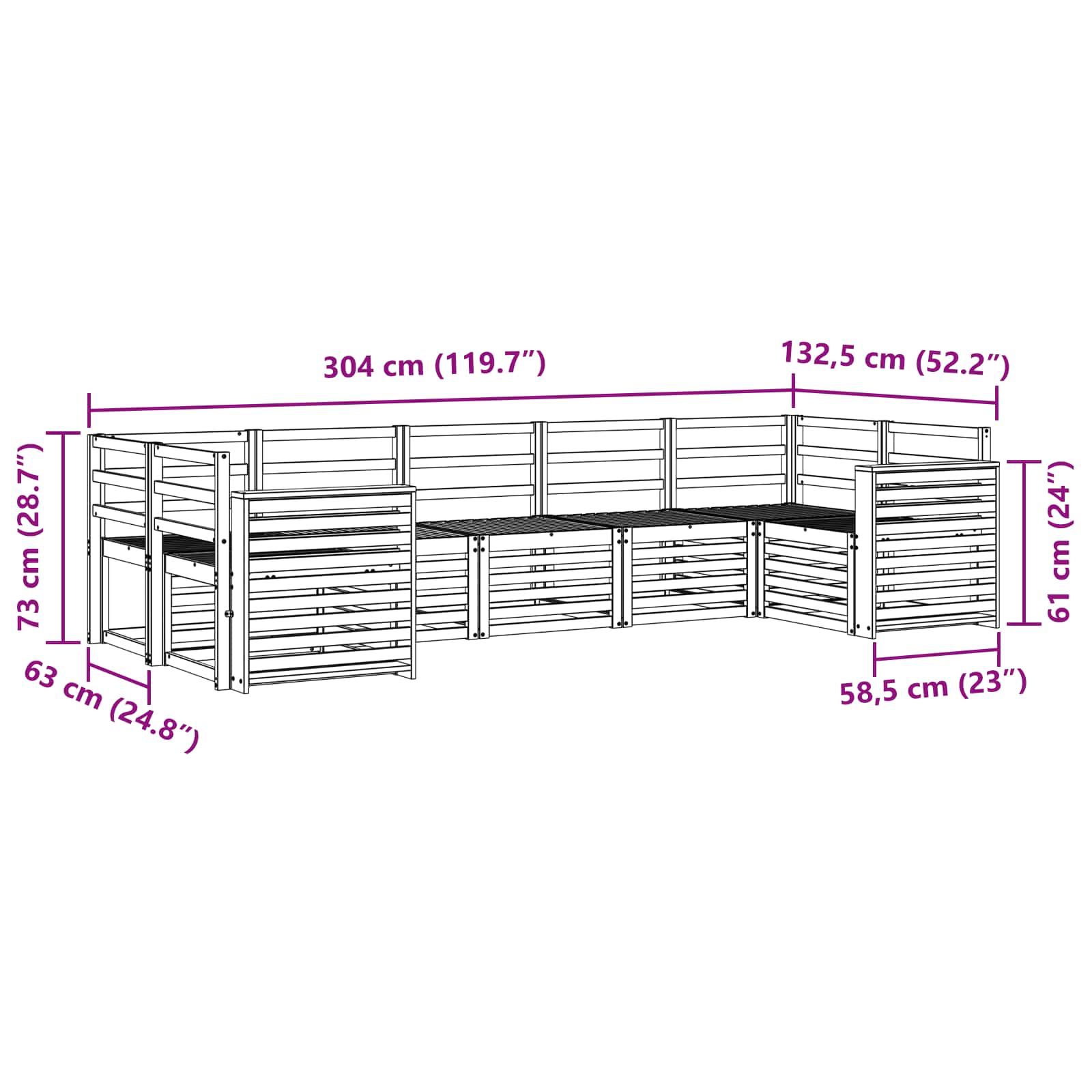 Set divano sezionale 7 pcs Naturale | homemem39