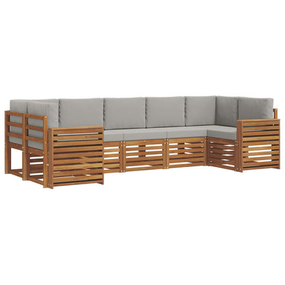 Set divano sezionale con cuscino 7 pcs Grigio Naturale e Chiaro