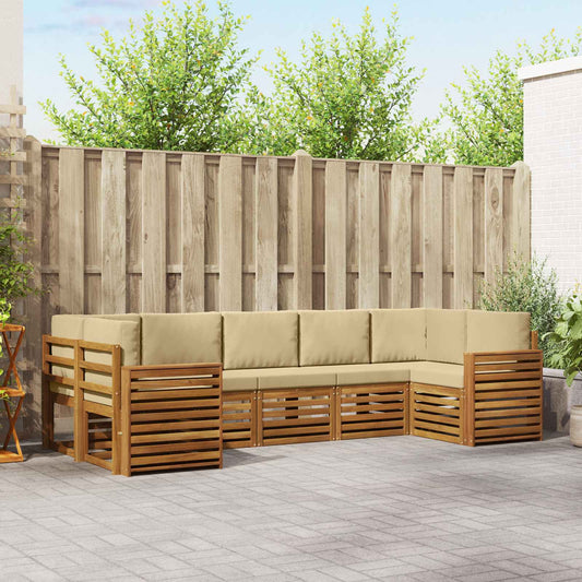 Set divano sezionale con cuscino 7 pcs Naturale e Beige | homemem39