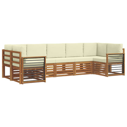 Set divano sezionale con cuscino 7 pcs Naturale e Crema | homemem39