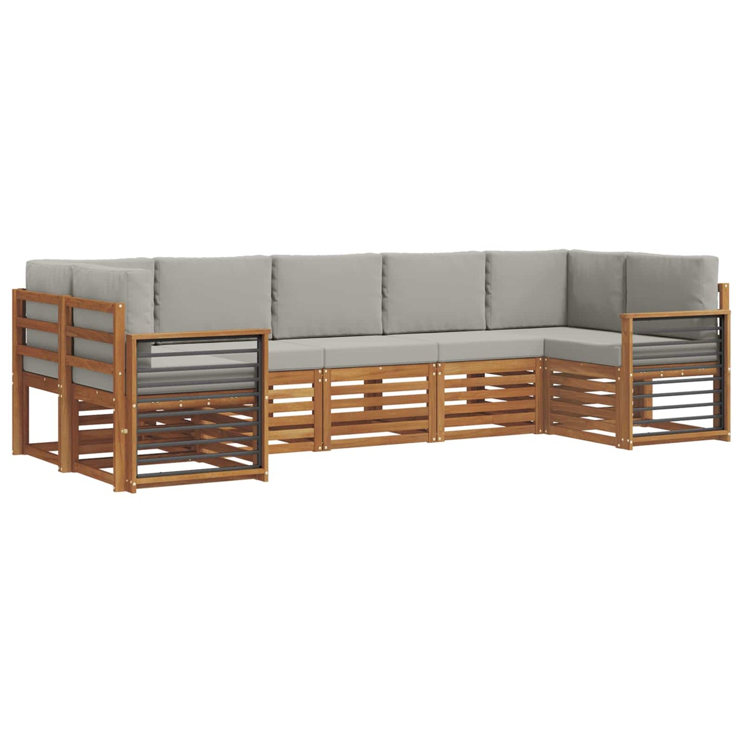 Set divano sezionale con cuscino 7 pcs Grigio Naturale e Chiaro
