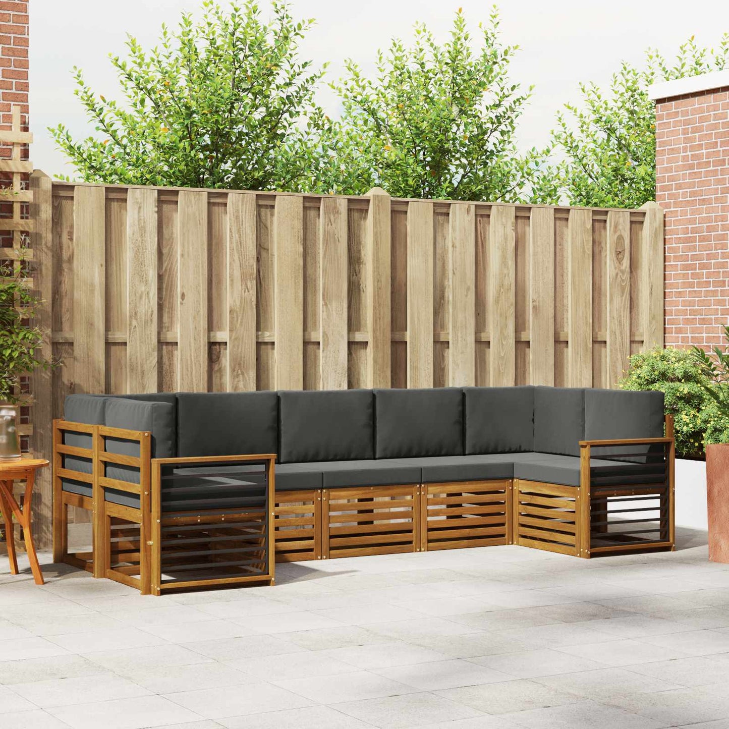 Set divano sezionale con cuscino 7 pcs Naturale e Antracite
