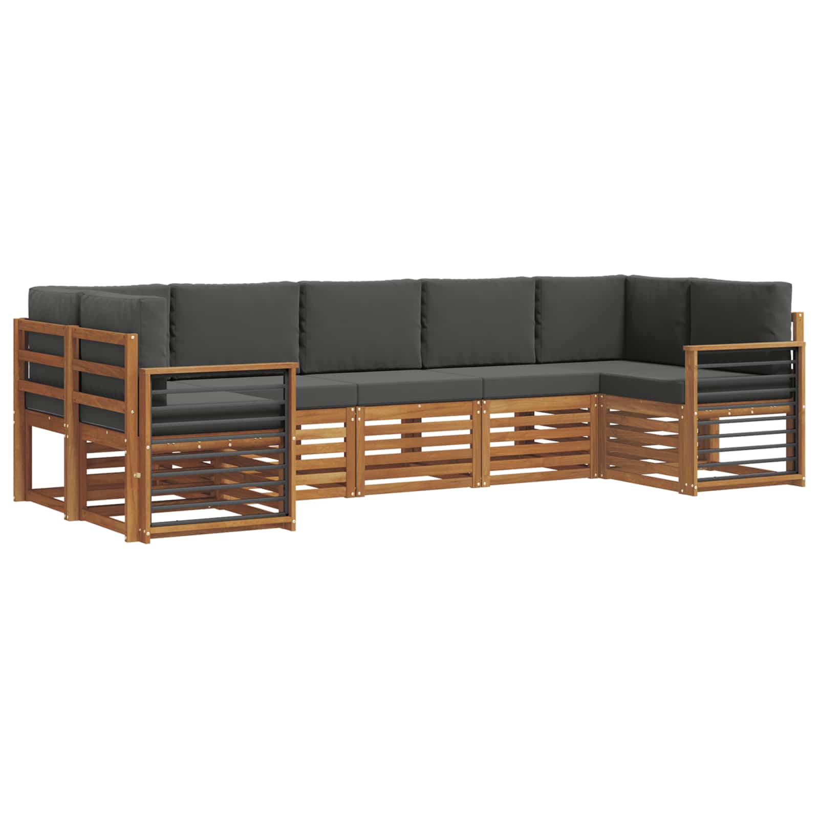 Set divano sezionale con cuscino 7 pcs Naturale e Antracite | homemem39