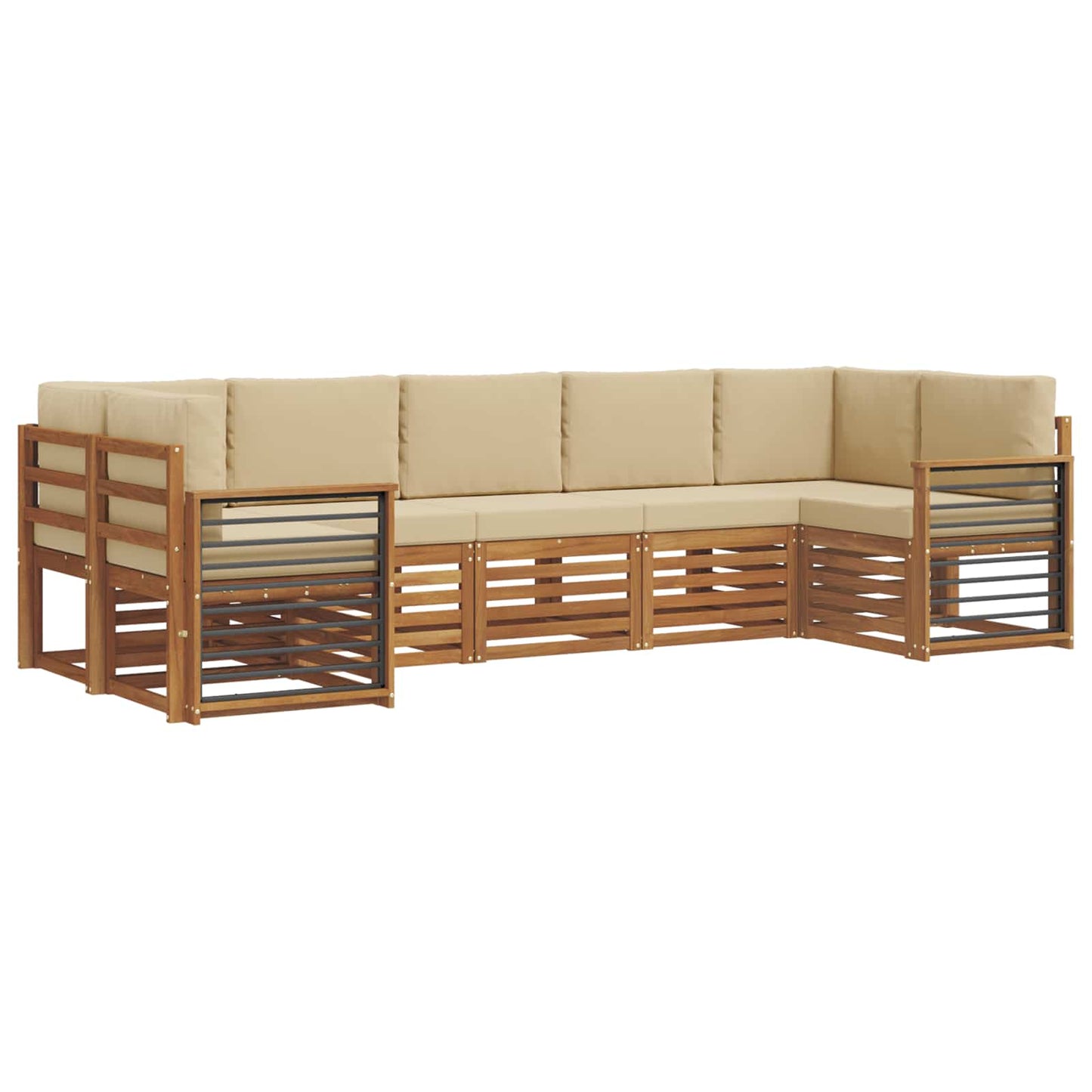 Set divano sezionale con cuscino 7 pcs Naturale e Beige | homemem39