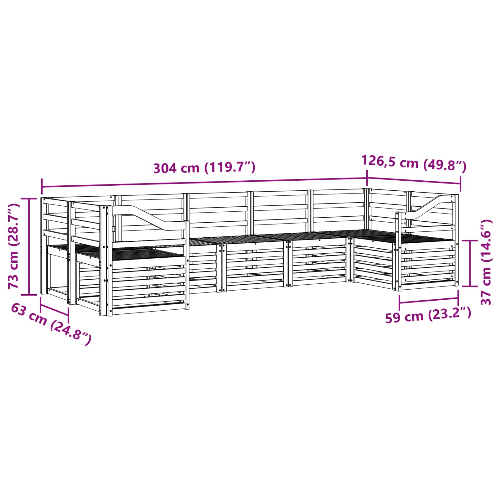 Set divano sezionale 7 pcs Naturale | homemem39