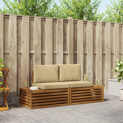 Set di divani da esterno con cuscino 2 Pezzo Naturale e Beige | homemem39