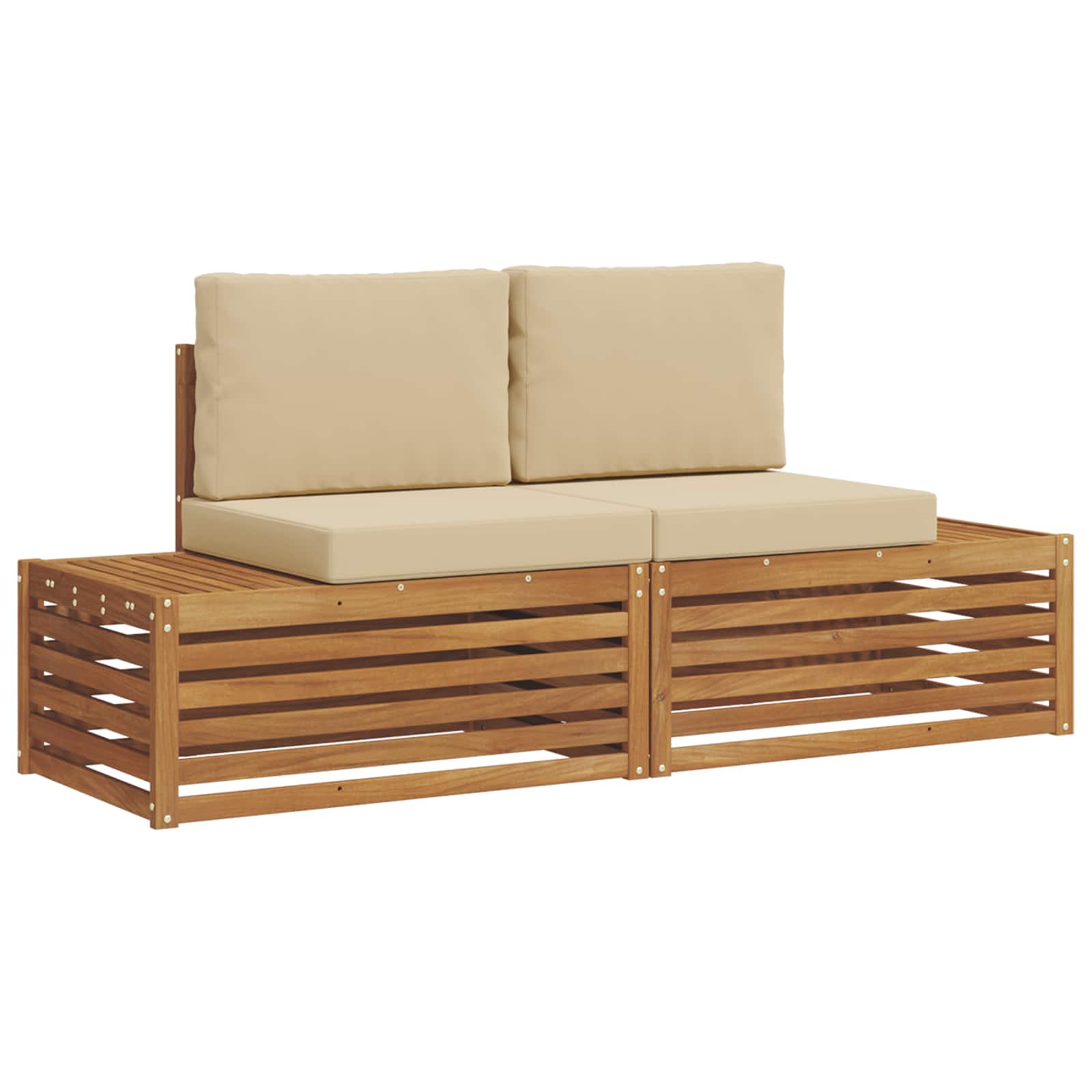 Set di divani da esterno con cuscino 2 Pezzo Naturale e Beige | homemem39