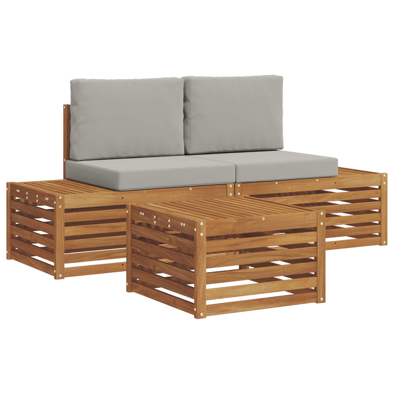 Set di divani da esterno con cuscino Grigio Naturale e Chiaro | homemem39