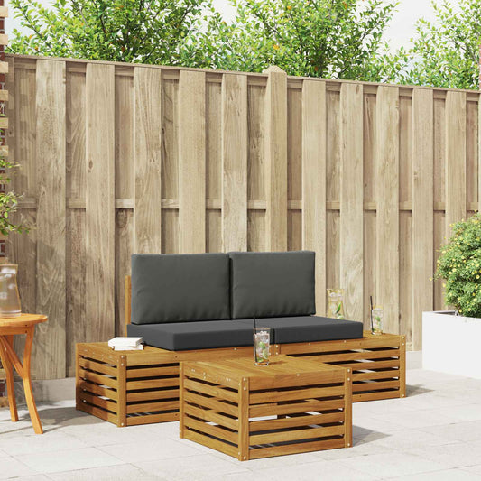 Set di divani da esterno Naturale e Antracite 59 x 59 x 37 cm | homemem39