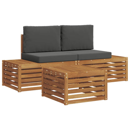 Set di divani da esterno Naturale e Antracite 59 x 59 x 37 cm | homemem39