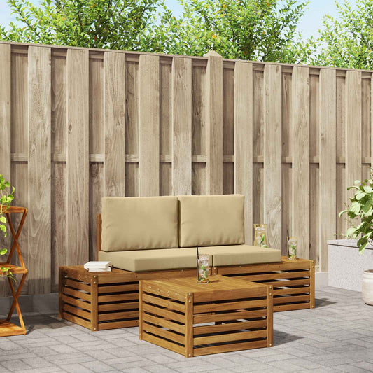 Set di divani da esterno Naturale e Beige 59 x 59 x 37 cm | homemem39
