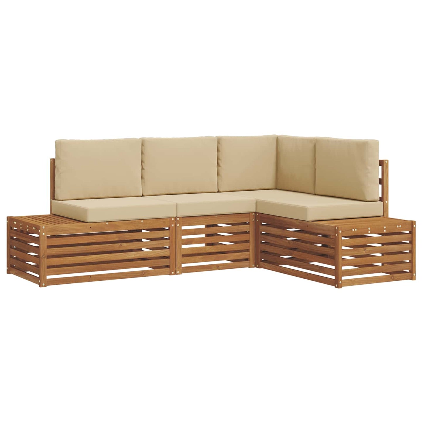 Set di divani da esterno con cuscino 4 Pezzo Naturale e Beige | homemem39