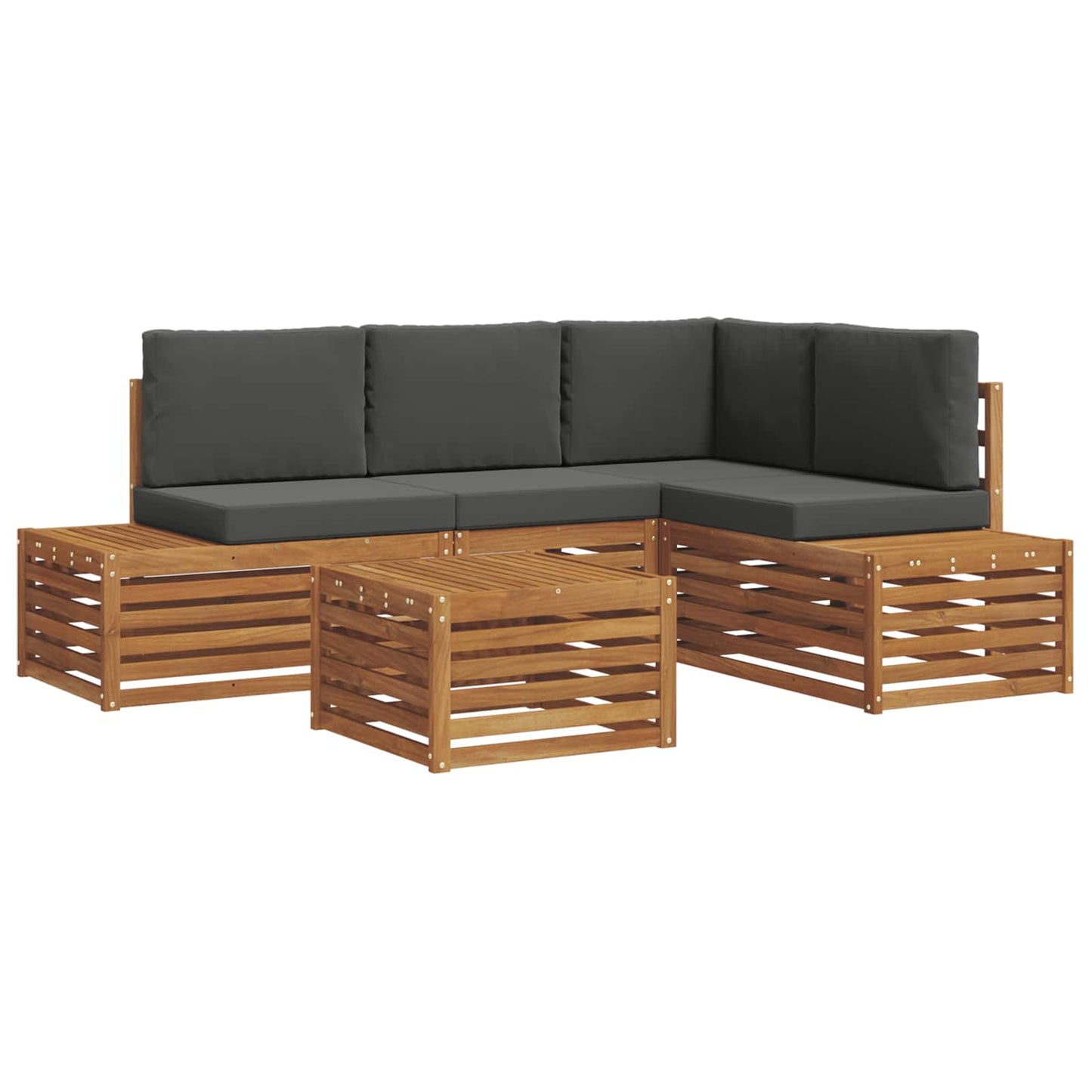 Set di divani da esterno Naturale e Antracite 59 x 59 x 37 cm | homemem39