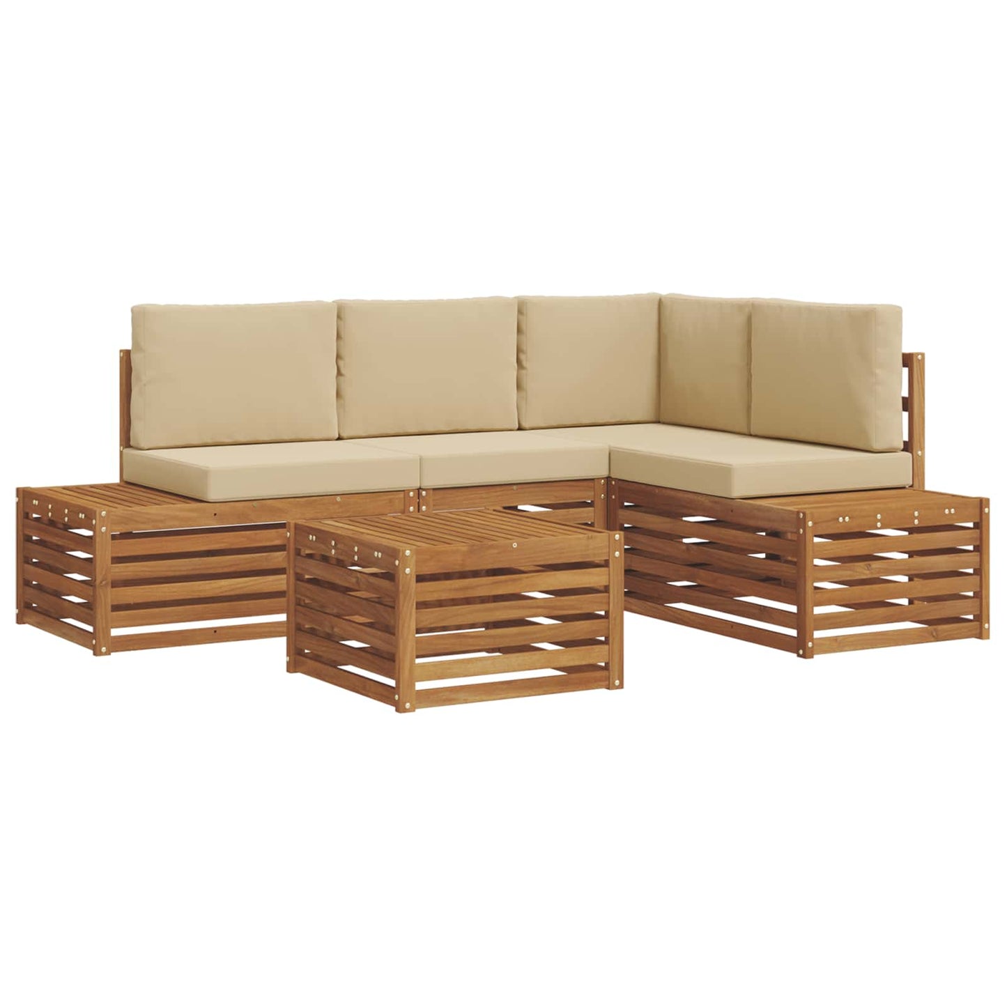 Set di divani da esterno Naturale e Beige 59 x 59 x 37 cm | homemem39