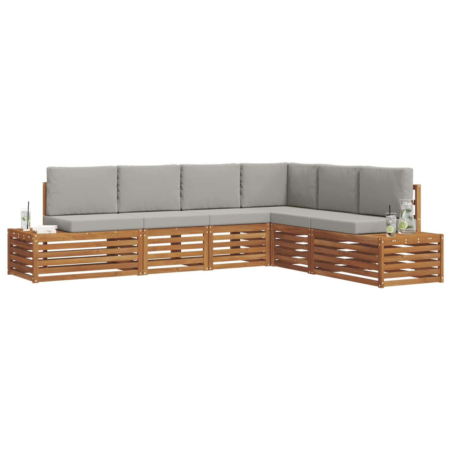 Set di divani da esterno con cuscino Grigio Naturale e Chiaro | homemem39