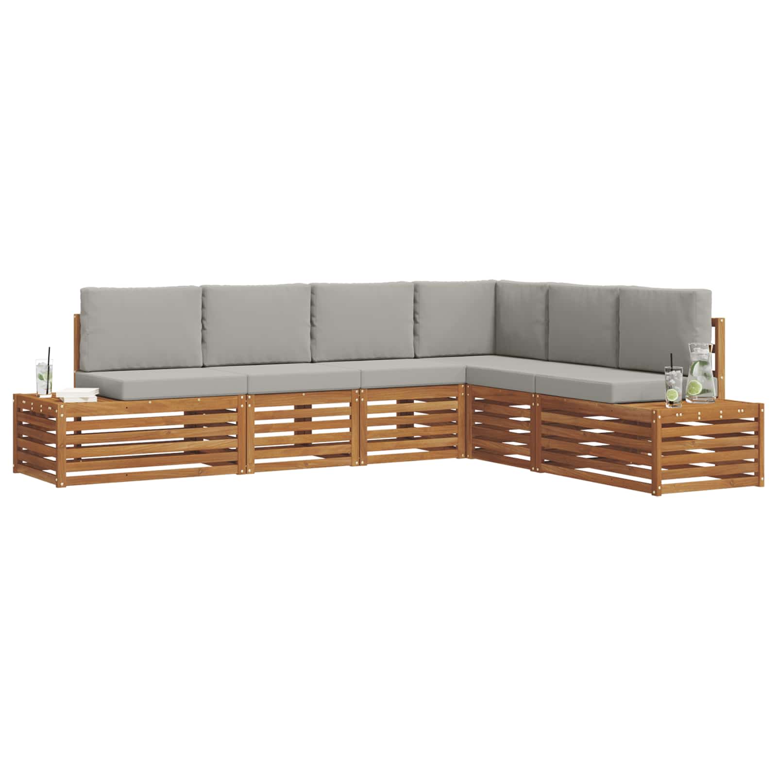 Set di divani da esterno con cuscino Grigio Naturale e Chiaro | homemem39