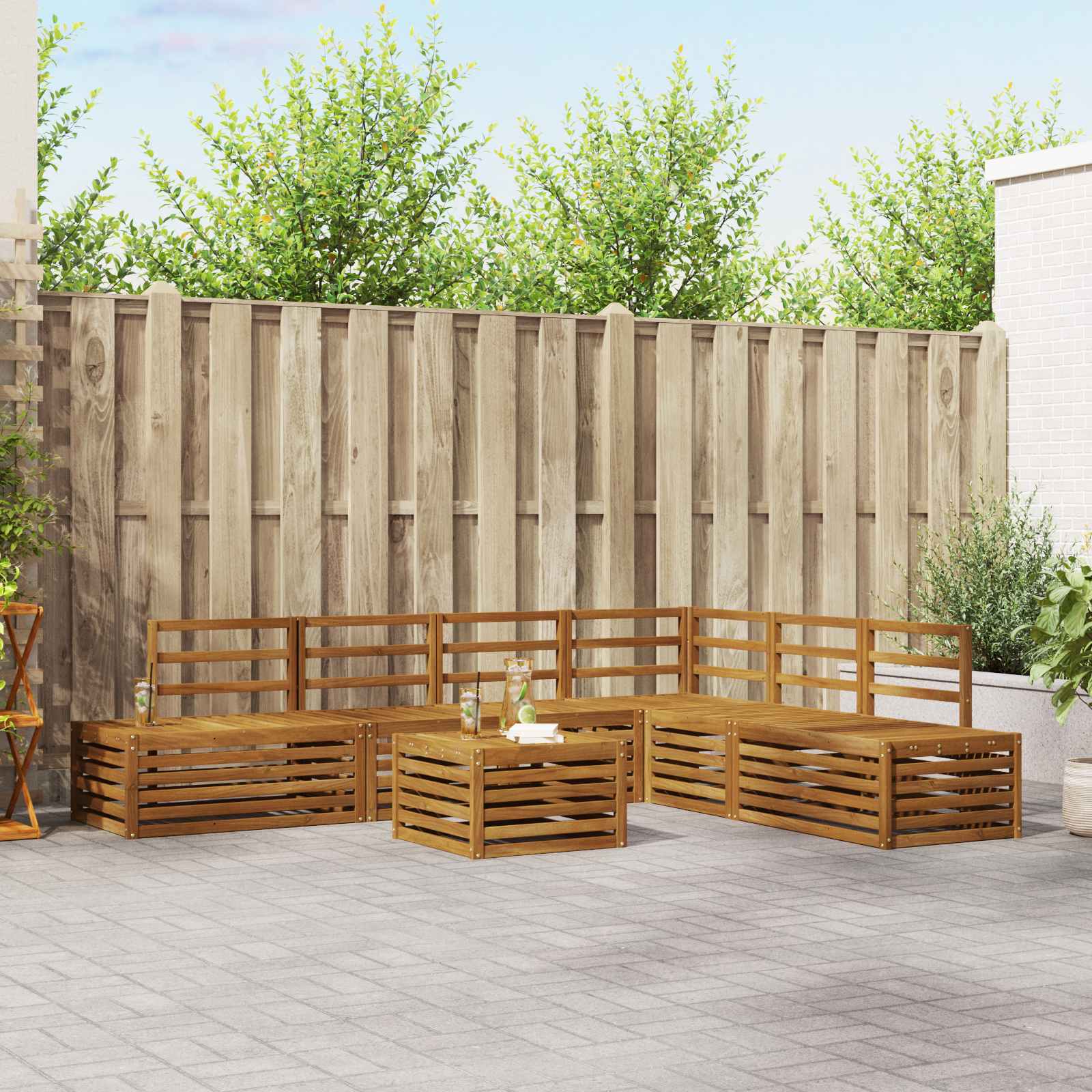 Set di divani da esterno 7 Pezzo Naturale | homemem39