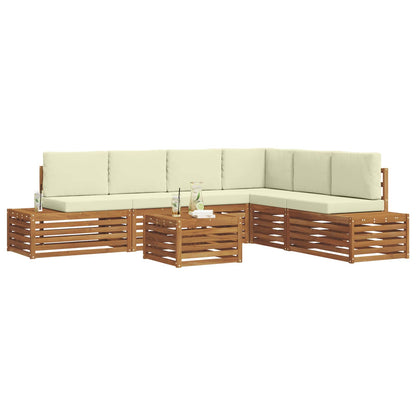 Set di divani da esterno con cuscino 7 Pezzo Naturale e Crema | homemem39
