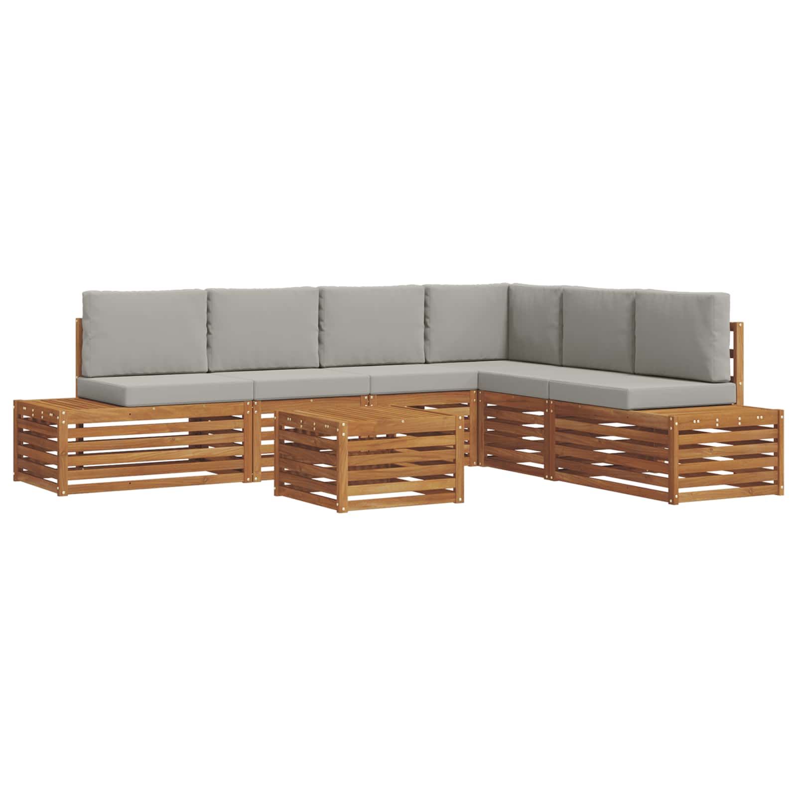 Set di divani da esterno 7 Pezzo Grigio Naturale e Chiaro | homemem39