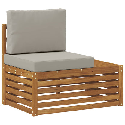 Set di divani da esterno 7 Pezzo Grigio Naturale e Chiaro