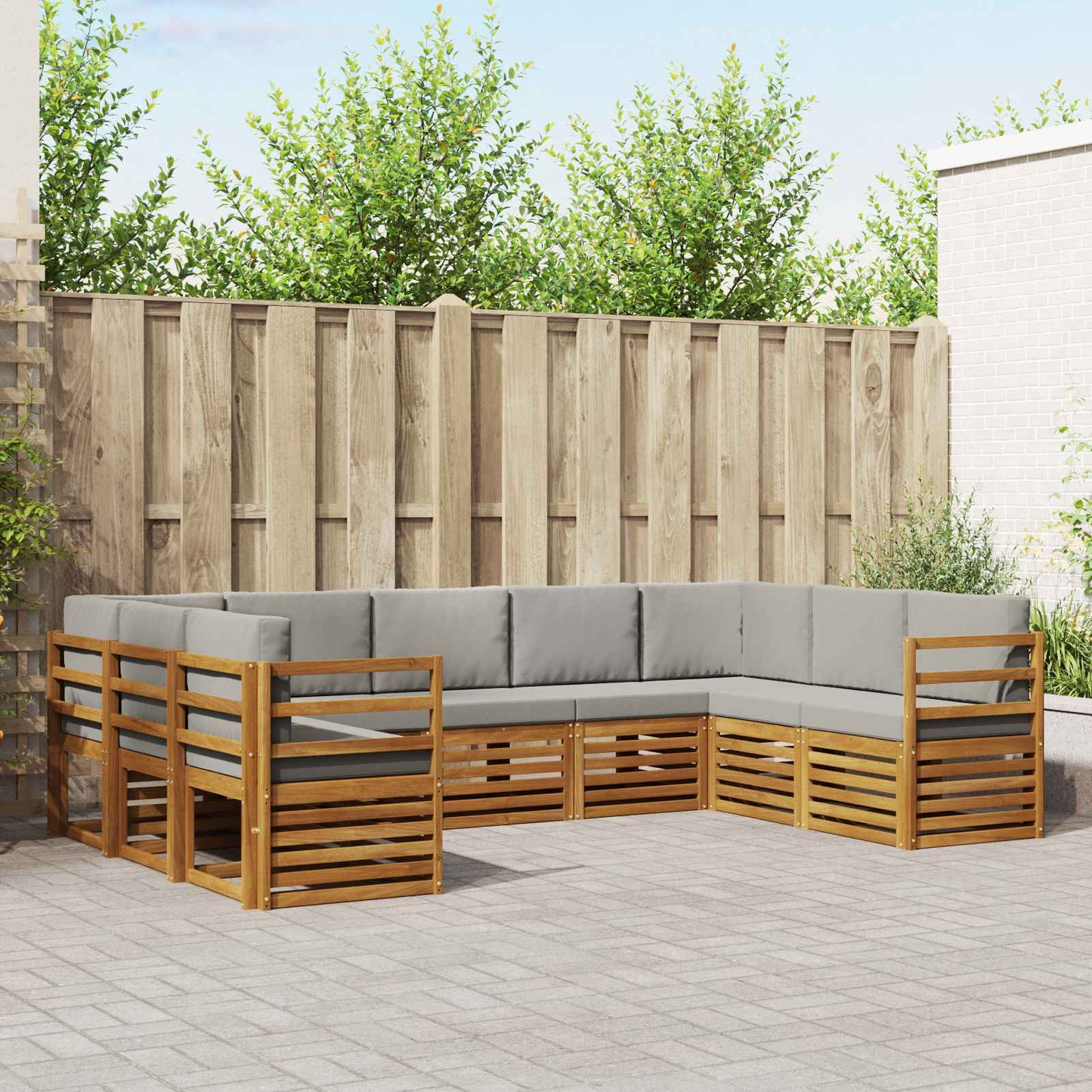 Set divano sezionale con cuscino 9 pcs Grigio Naturale e Chiaro