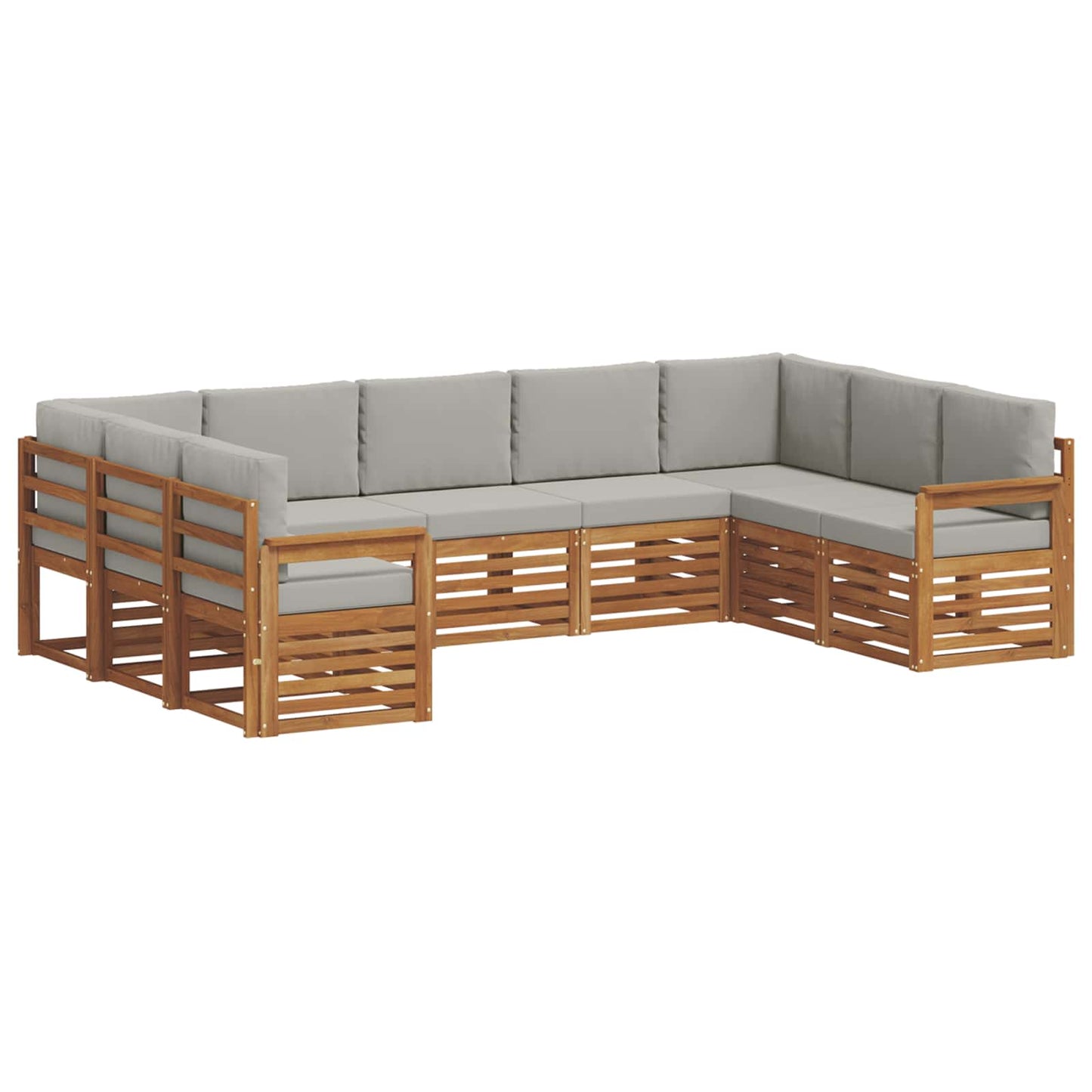Set divano sezionale con cuscino 9 pcs Grigio Naturale e Chiaro | homemem39