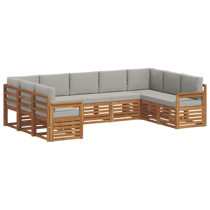 Set divano sezionale con cuscino 9 pcs Grigio Naturale e Chiaro | homemem39