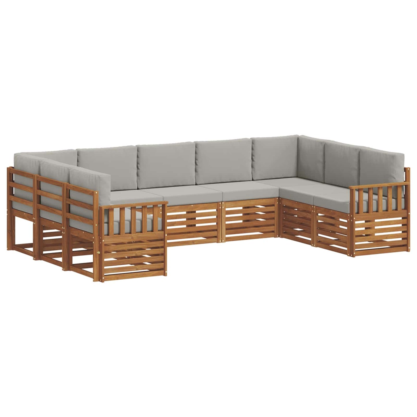 Set divano sezionale con cuscino 9 pcs Grigio Naturale e Chiaro | homemem39