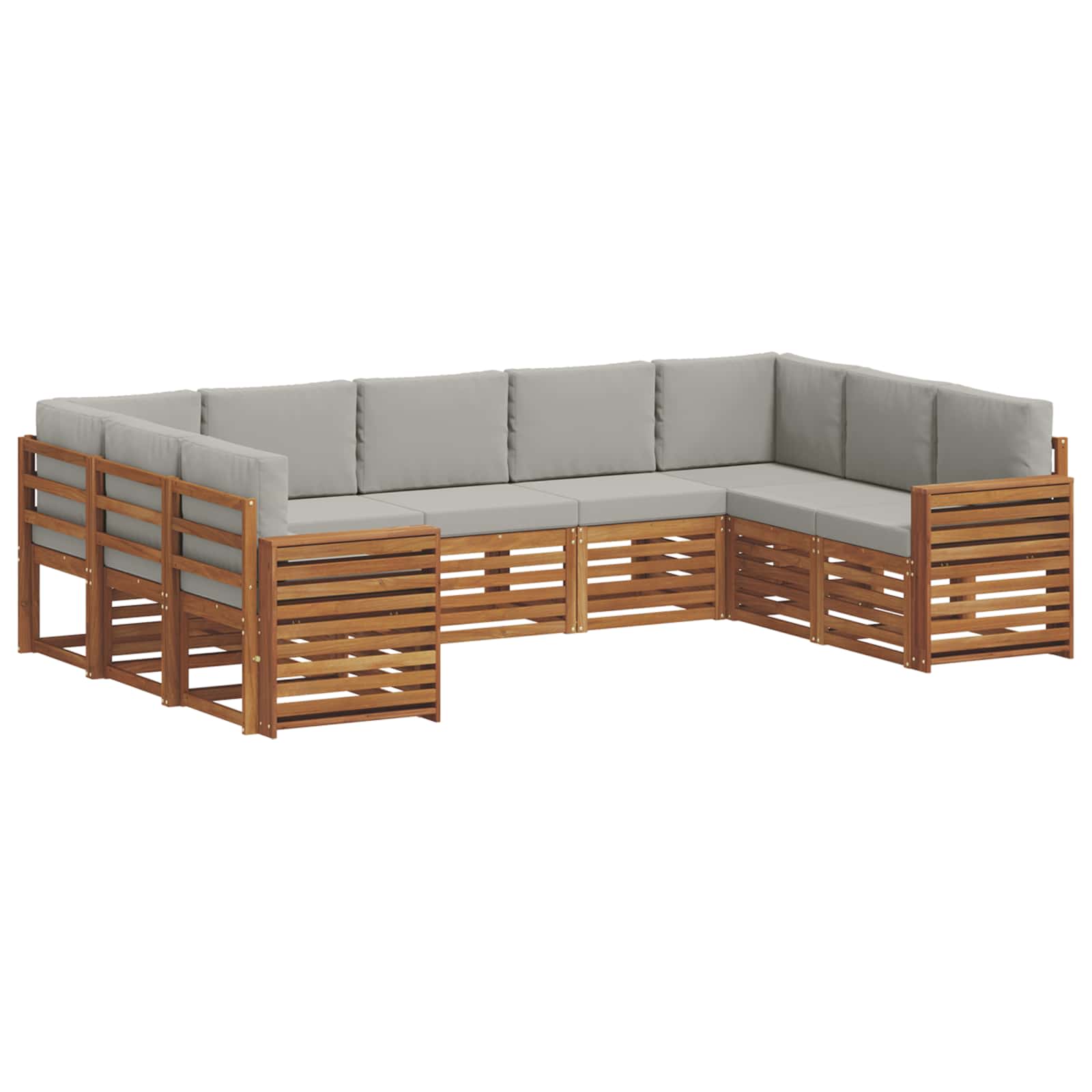 Set divano sezionale con cuscino 9 pcs Grigio Naturale e Chiaro | homemem39