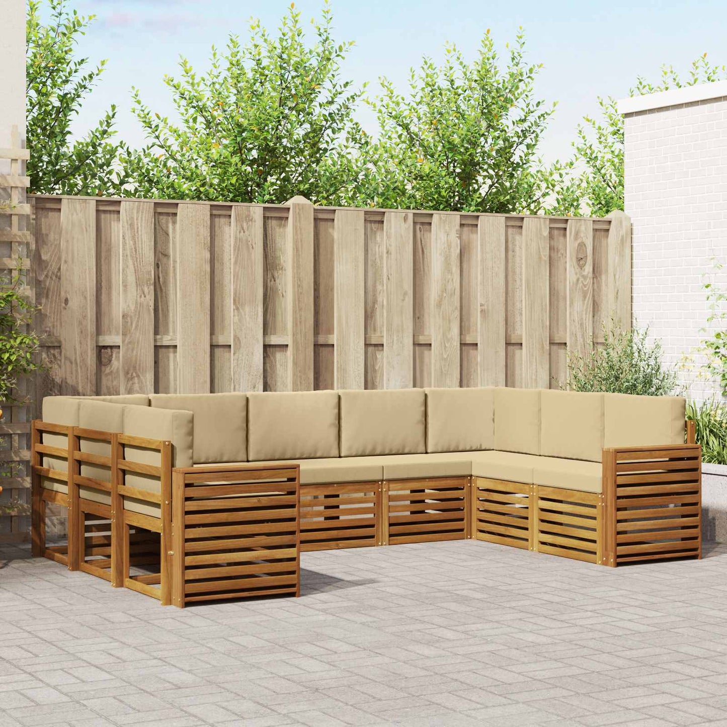 Set divano sezionale con cuscino 9 pcs Naturale e Beige