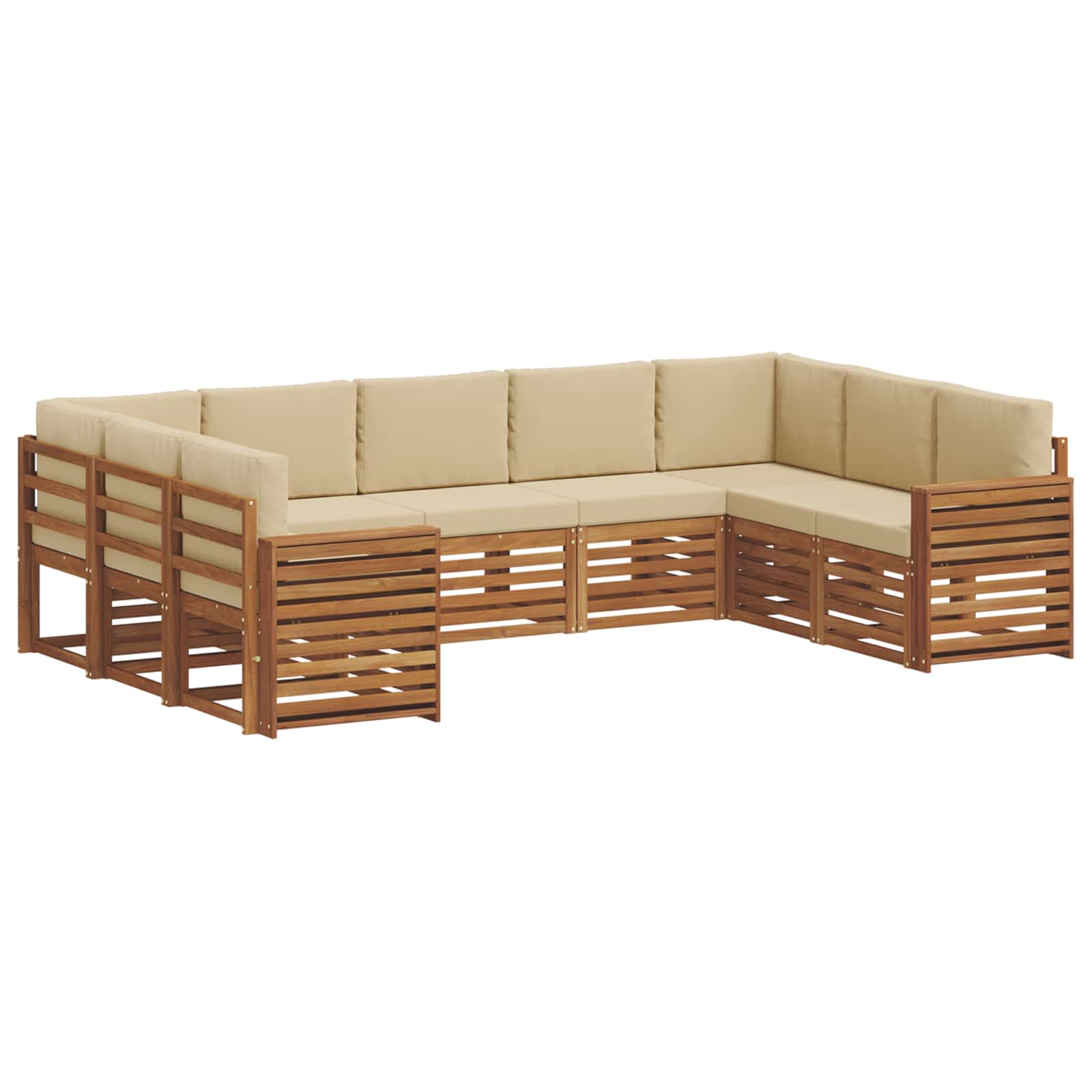 Set divano sezionale con cuscino 9 pcs Naturale e Beige | homemem39