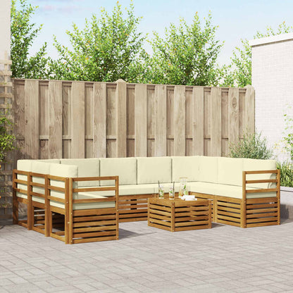 Set divani 10 pcs Naturale e Crema Legno di Acacia Massello