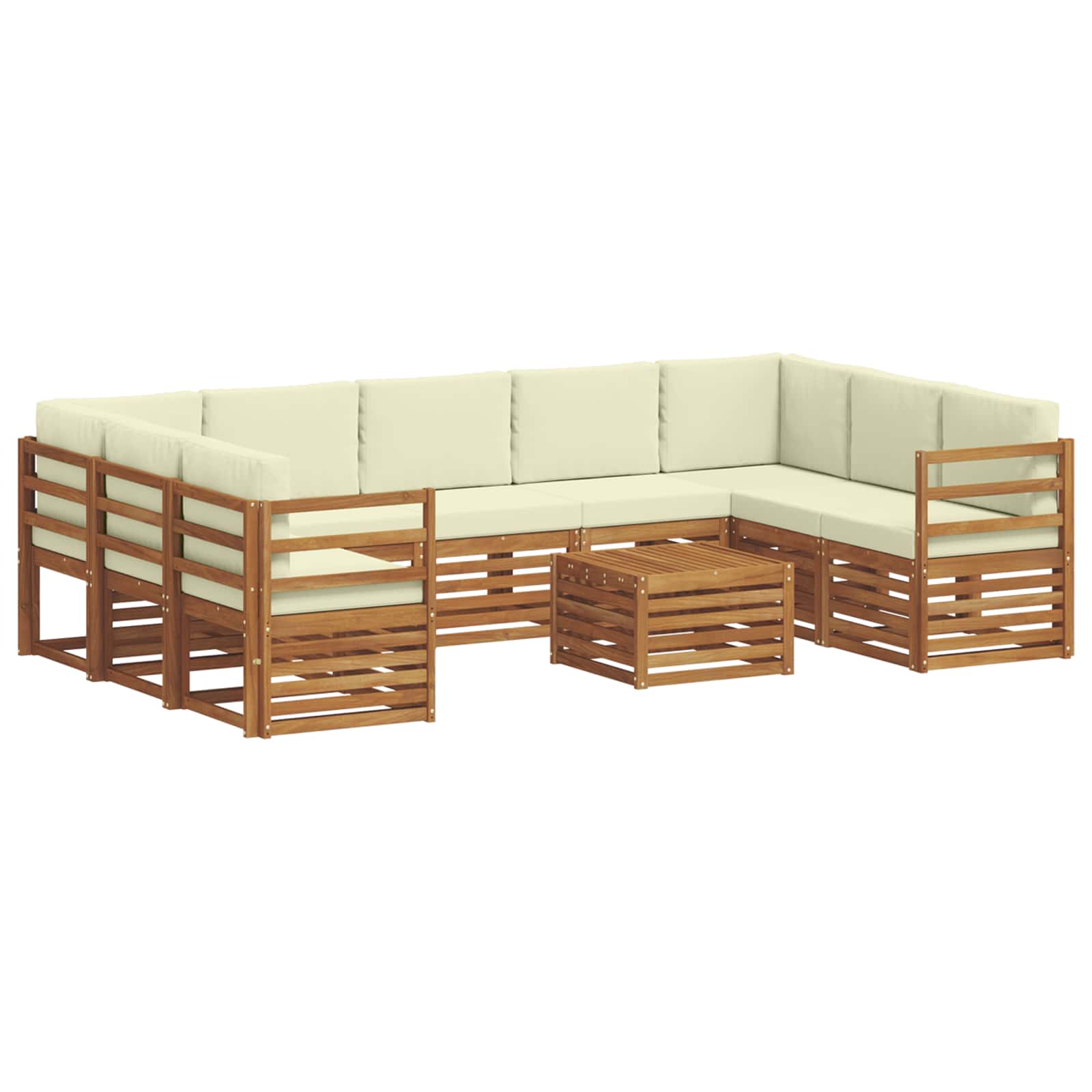 Set divani 10 pcs Naturale e Crema Legno di Acacia Massello | homemem39