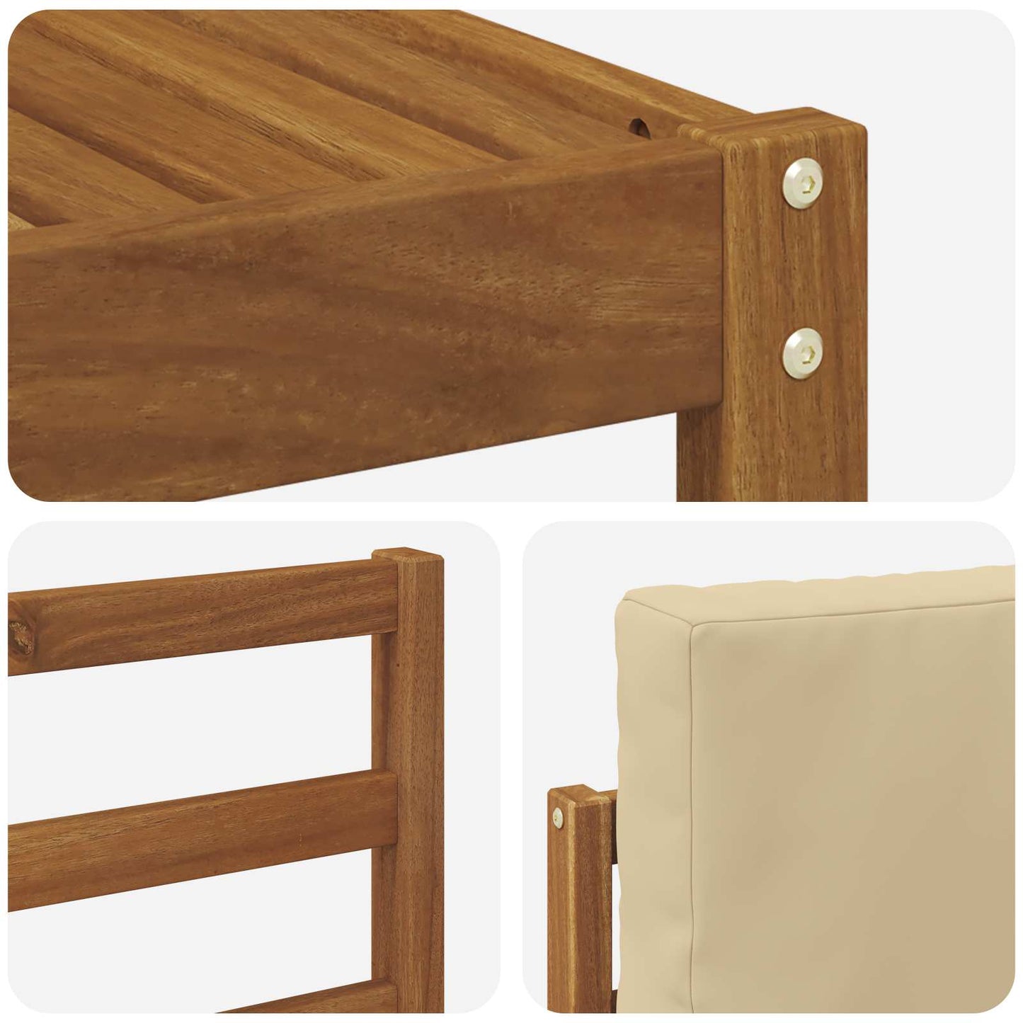 Set divani 10 pcs Naturale e Beige Legno di Acacia Massello