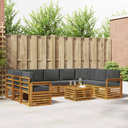 Set divani 10 pcs Naturale e Antracite Legno di Acacia Massello | homemem39