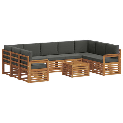 Set divani 10 pcs Naturale e Antracite Legno di Acacia Massello | homemem39