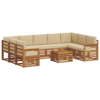 Set divani 10 pcs Naturale e Beige Legno di Acacia Massello