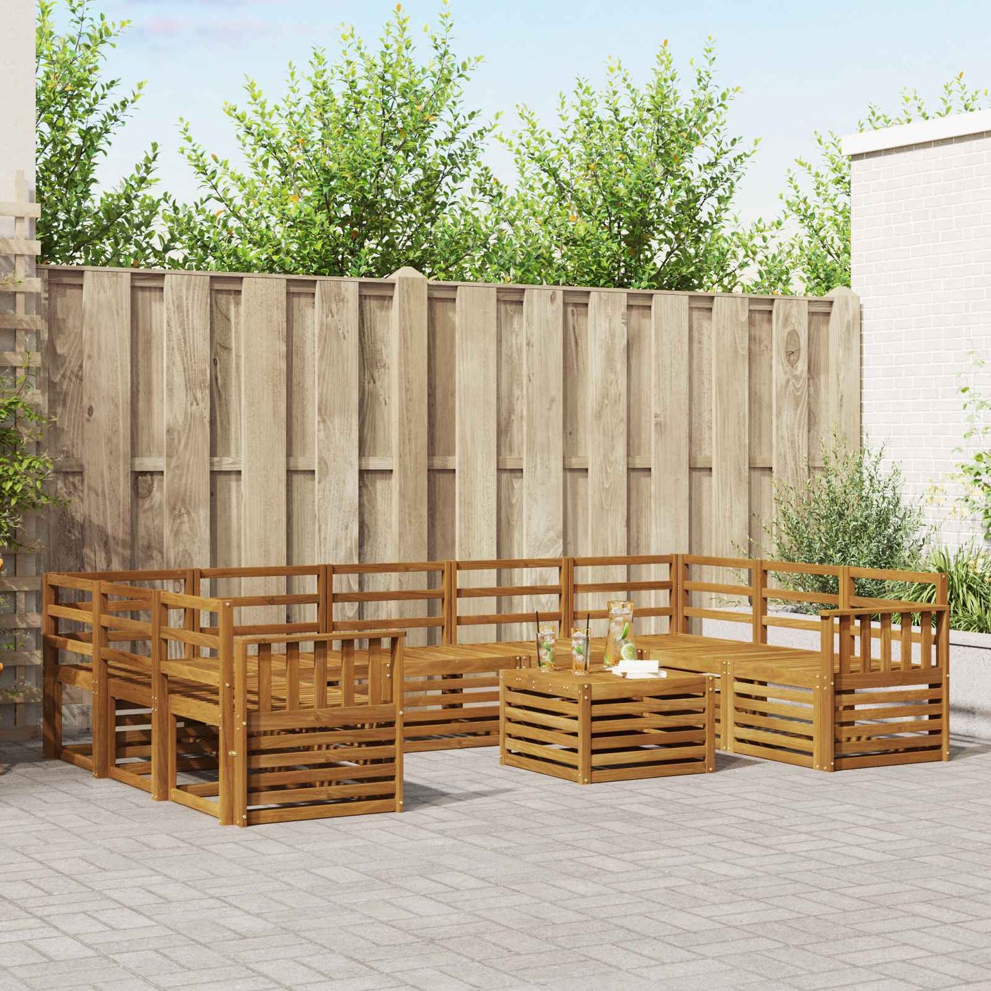 Set divani 10 pcs Naturale Legno di Acacia Massello | homemem39