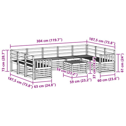 Set divani 10 pcs Naturale Legno di Acacia Massello | homemem39