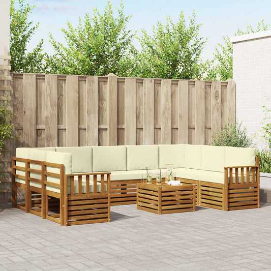 Set divani 10 pcs Naturale e Crema Legno di Acacia Massello