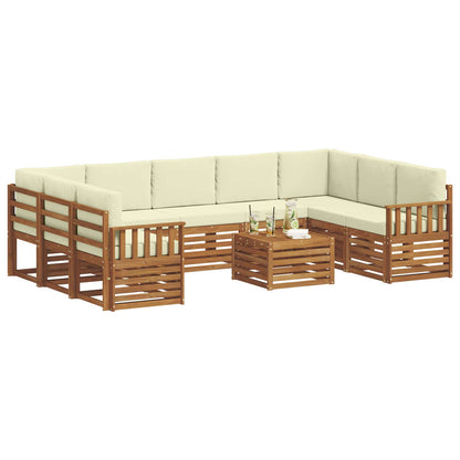 Set divani 10 pcs Naturale e Crema Legno di Acacia Massello | homemem39