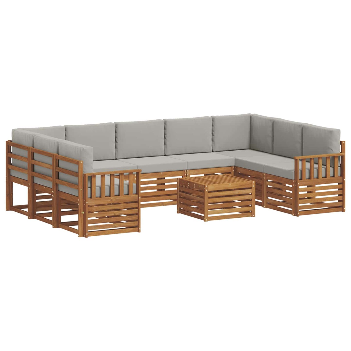 Set divani con cuscino 10 pcs Grigio Naturale e Chiaro