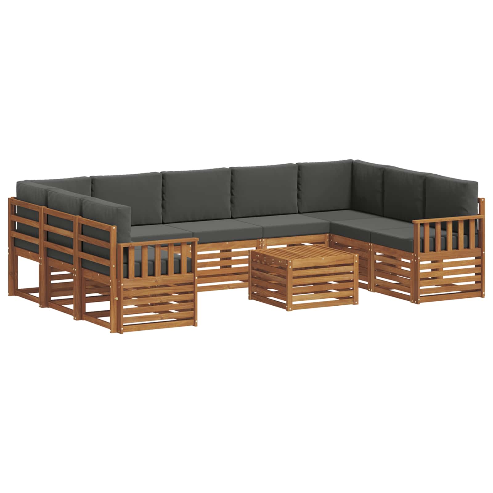 Set divani 10 pcs Naturale e Antracite Legno di Acacia Massello | homemem39