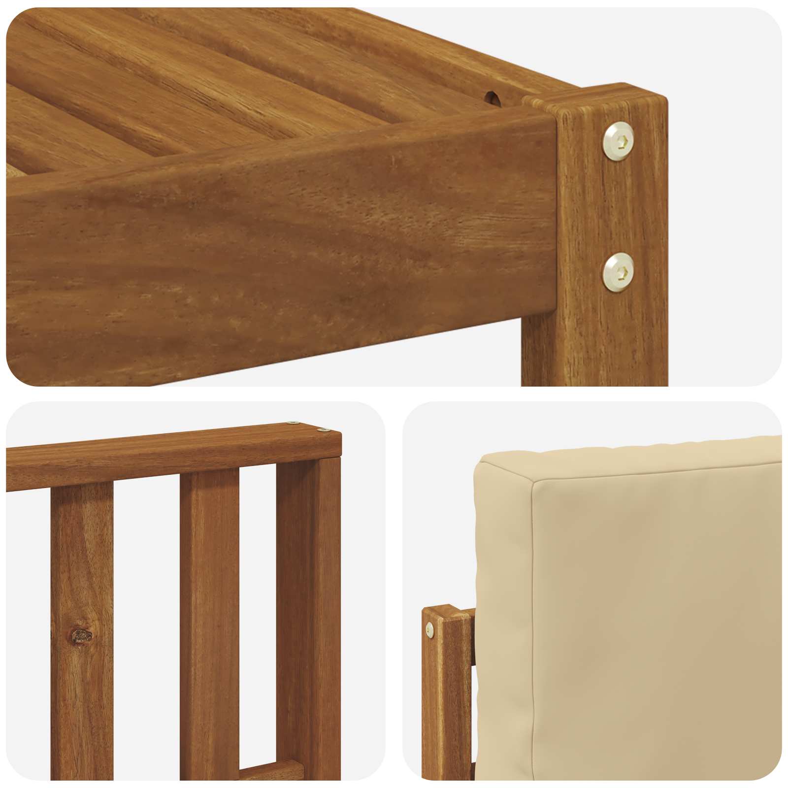 Set divani 10 pcs Naturale e Beige Legno di Acacia Massello | homemem39