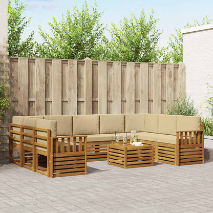Set divani 10 pcs Naturale e Beige Legno di Acacia Massello | homemem39