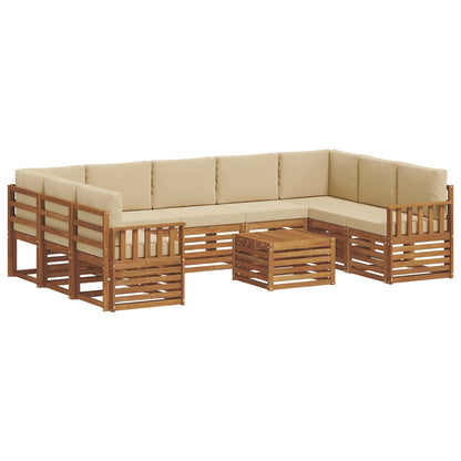 Set divani 10 pcs Naturale e Beige Legno di Acacia Massello | homemem39