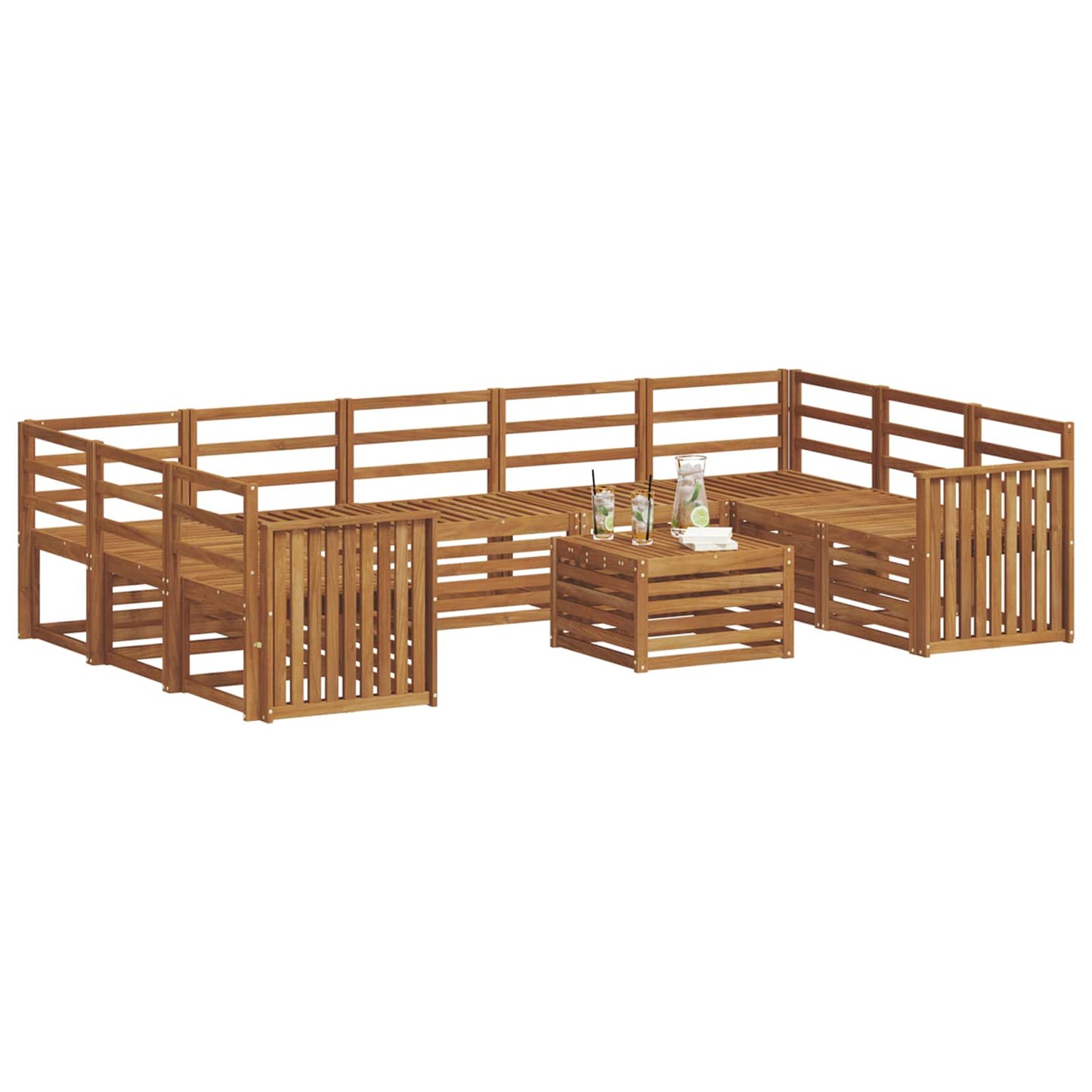 Set divani 10 pcs Naturale Legno di Acacia Massello | homemem39