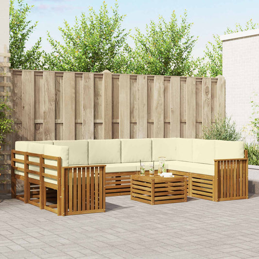 Set divani 10 pcs Naturale e Crema Legno di Acacia Massello